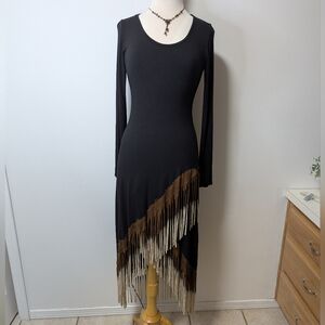 T Party Fashion Black and Brown Asymmetrical Dress